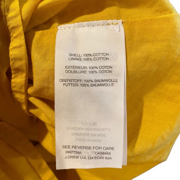 J.Crew Point Sur Tie-Shoulder Yellow Midi Summer 100% Cotton Voile Dress Size 4 - Picture 6 of 7